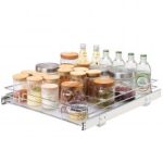 VEVOR Organizador de gabinete extraíble de 17 pulgadas de ancho x 21 pulgadas de profundidad, estantes de despensa deslizables resistentes, cajones enrollables de acero cromado, almacenamiento de cajones deslizantes para el hogar, gabinete de cocina interior, baño, debajo del fregadero