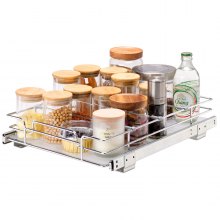 VEVOR Organizador de gabinete extraíble de 12 pulgadas de ancho x 17 pulgadas de profundidad, estantes de despensa deslizables resistentes, cajones enrollables de acero cromado, almacenamiento de cajones deslizantes para el hogar, gabinete interior de cocina, baño, debajo del fregadero
