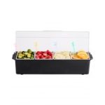 Bandeja para servir condimentos fríos con 4 compartimentos y tapa para frutas