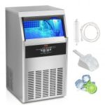 VEVOR Máquina para hacer hielo comercial, 130 libras/24 horas, máquina para hacer hielo, 60 cubitos de hielo en 12-15 minutos, máquina para hacer hielo con gabinete independiente con capacidad de almacenamiento de 33 libras, pantalla digital LED, para bar, hogar, oficina, restaurante