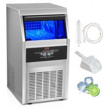 VEVOR Máquina para hacer hielo comercial, 80 libras/24 horas, máquina para hacer hielo, 40 cubitos de hielo en 12-15 minutos, máquina para hacer hielo con gabinete independiente con capacidad de almacenamiento de 24 libras, pantalla digital LED, para bar, hogar, oficina, restaurante