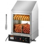 VEVOR Máquina para Perritos Calientes, 36 L, Vaporera para Perritos Calientes de 2 Niveles para 200 Perritos Calientes y 42 Bollos, Cocina Eléctrica para Calentar Bollos de 1200W con Perilla Giratoria