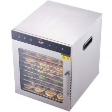 VEVOR Máquina deshidratadora de alimentos eléctrica, secadora de alimentos eléctrica de 800 W, 10 bandejas de acero inoxidable, con temporizador y temperatura ajustables digitales para cecina, hierbas, carne, carne de res, frutas, golosinas para perros y verduras