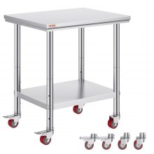 VEVOR Mesa de Preparación de Comida Mesa De Trabajo Mesas De Cocina Profesional Mesa Acero Inoxidable 76 x 60 x 80 cm Capacidad de Carga 661 lbs