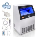 VEVOR Máquina para hacer hielo comercial, 200 libras/24 horas, máquina para hacer hielo, 90 cubitos de hielo en 12-15 minutos, máquina para hacer hielo con gabinete independiente con capacidad de almacenamiento de 66 libras, pantalla digital LED, para bar, hogar, oficina, restaurante