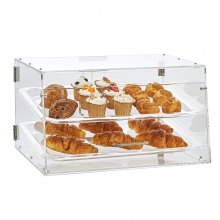 Vitrina de pastelería VEVOR, vitrina de panadería comercial de 2 niveles, caja de exhibición de acrílico con acceso a la puerta trasera y estantes extraíbles, mantiene fresco para galletas de pastel de donut bagels, 20.7 x 13.2 x 11.9 pulgadas