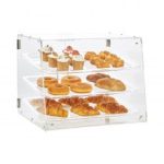 Vitrina de pastelería VEVOR, vitrina de panadería comercial de 3 niveles, caja de exhibición de acrílico con acceso a la puerta trasera y estantes extraíbles, mantiene fresco para galletas de pastel de donut bagels, 20.7 x 14.2 x 16.3 pulgadas