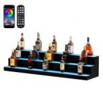 Estante de exhibición de botellas de licor con luz LED VEVOR, control por RF y aplicación, 48", 3 pasos
