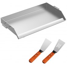 Parrilla de acero inoxidable VEVOR, placa rectangular superior plana universal de 36 x 22 pulgadas, parrilla antiadherente de carbón/gas para barbacoa con 2 asas y ranura de grasa con orificio, parrillas para camping, Tailgating y fiestas