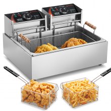 Freidora eléctrica comercial VEVOR de encimera, 3000 W, 18 qt/17 l