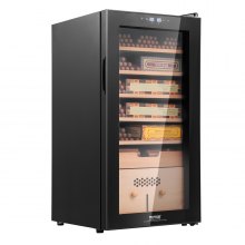 Humidificador eléctrico para puros VEVOR, 82 l, con refrigeración, calefacción y control de humedad, 6 capas de madera de cedro español y vidrio de doble espejo, para hasta 500 puros, regalo para hombres