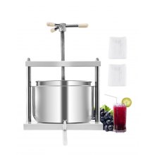 Prensa manual para vino de frutas, prensa para hacer vino, 3,17 galones/12 l, acero inoxidable