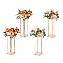 VEVOR 4 soportes para flores de boda con columna de metal dorado, 23,6 pulgadas de alto con laminado de metal, soportes de centro de mesa geométricos para jarrones, estante de exhibición floral cilíndrico para eventos, recepción, caminos para fiestas