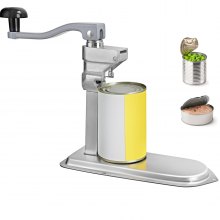 Abrelatas comercial VEVOR, 23,2"/59 cm de largo, abrelatas de mesa manual de acero inoxidable para hasta 15,7"/40 cm de alto, fijo con abrazadera o tornillos, mango oscilante ergonómico y un cuchillo de repuesto, para restaurantes
