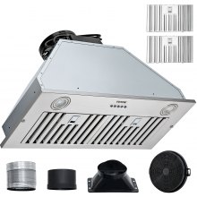VEVOR Insert Range Hood, 800CFM 3 velocidades, ventilación de cocina integrada de acero inoxidable de 30 pulgadas con control de botón pulsador, luces LED, filtros deflectores, convertible con/sin conducto, listado ETL