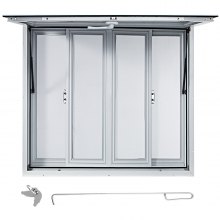 Ventana de concesión VEVOR, 36 x 36 pulgadas, ventana de servicio de camión de alimentos de aleación de aluminio con 4 ventanas de pantalla deslizantes horizontales y puerta de toldo y gancho de arrastre, ventana de servicio para remolques de concesión de camiones de alimentos