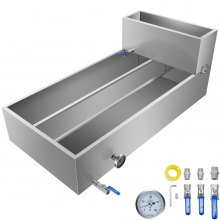 VEVOR - Bandeja evaporadora de jarabe de arce de acero inoxidable de 48 x 24 x 19 pulgadas con válvula y termómetro y bandeja dividida y bandeja de alimentación
